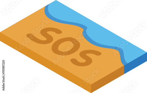 Flood is covering a sos message written on the beach sand