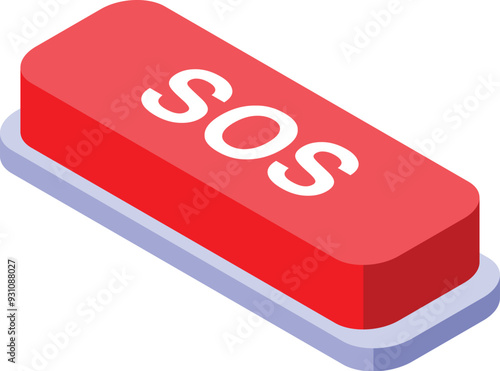 Red emergency button showing sos signal on white background