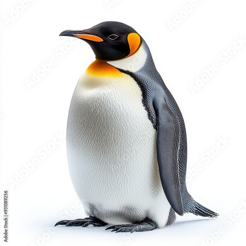 Portrait of a penguin full body standing front vie  420 penguin, bird, antarctica, animal, penguins, wildlife, nature, king, polar, white, cold, ice, king penguin, emperor, winter, snow, animals, falk photo