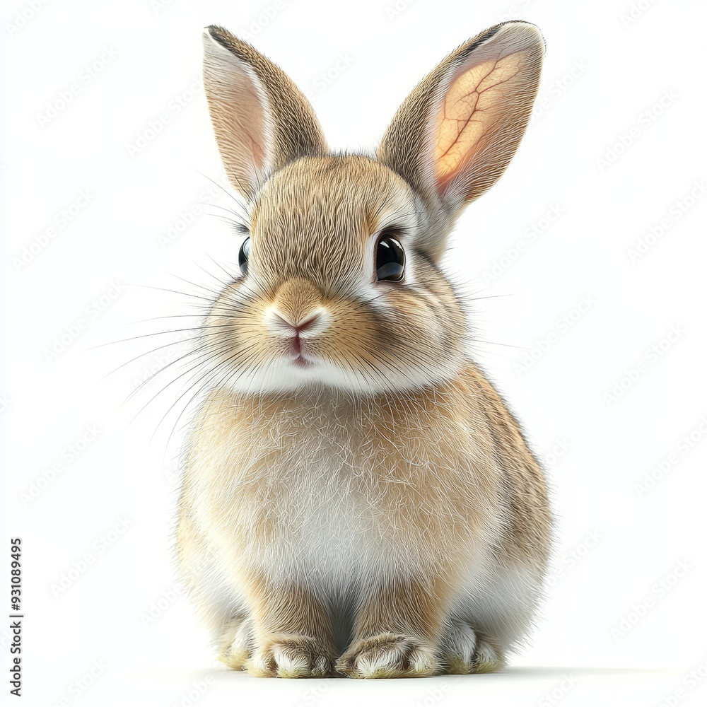 Obraz premium Portrait of a rabbit full body standing front view 419 rabbit, animal, isolated, bunny, mammal, white, pet, fur, hare, pets, easter, fluffy, brown, animals, baby, small, cute, rabbits, rodent, domest