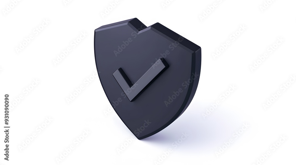 cartoon 3d Icon safety shield check mark perspective . black symbol security safety icon. Checkmark in minimalistic style. 3d vector illustration. white background cartoon 3d Icon safety shield check mark perspective . black symbol security safety icon. Checkmark in minimalistic style. 3d vector illustration. white background