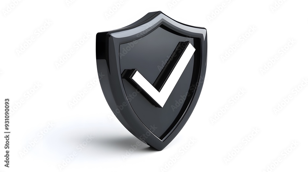 cartoon 3d Icon safety shield check mark perspective . black symbol security safety icon. Checkmark in minimalistic style. 3d vector illustration. white background cartoon 3d Icon safety shield check mark perspective . black symbol security safety icon. Checkmark in minimalistic style. 3d vector illustration. white background