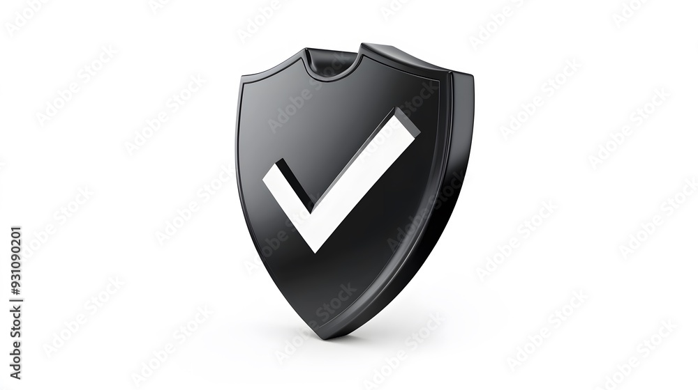 cartoon 3d Icon safety shield check mark perspective . black symbol security safety icon. Checkmark in minimalistic style. 3d vector illustration. white background cartoon 3d Icon safety shield check mark perspective . black symbol security safety icon. Checkmark in minimalistic style. 3d vector illustration. white background