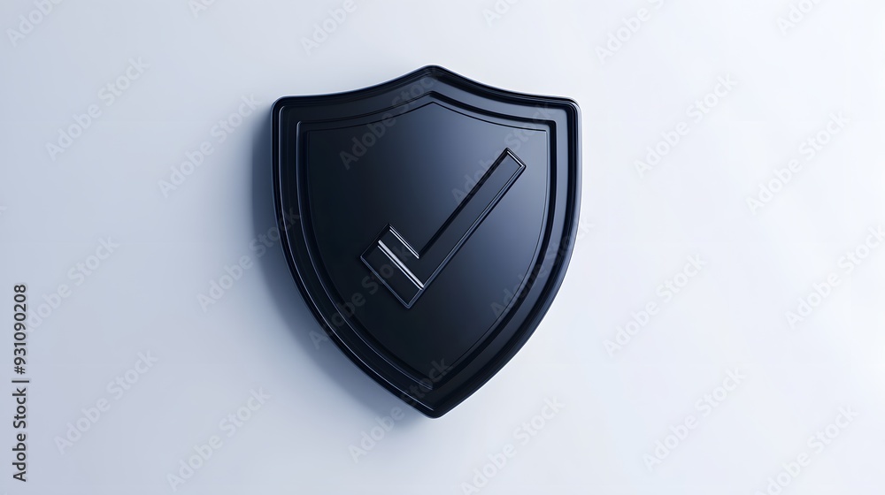 cartoon 3d Icon safety shield check mark perspective . black symbol security safety icon. Checkmark in minimalistic style. 3d vector illustration. white background cartoon 3d Icon safety shield check mark perspective . black symbol security safety icon. Checkmark in minimalistic style. 3d vector illustration. white background
