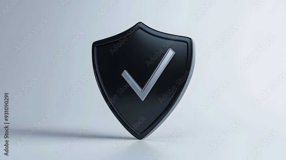 cartoon 3d Icon safety shield check mark perspective . black symbol security safety icon. Checkmark in minimalistic style. 3d vector illustration. white background cartoon 3d Icon safety shield check mark perspective . black symbol security safety icon. Checkmark in minimalistic style. 3d vector illustration. white background