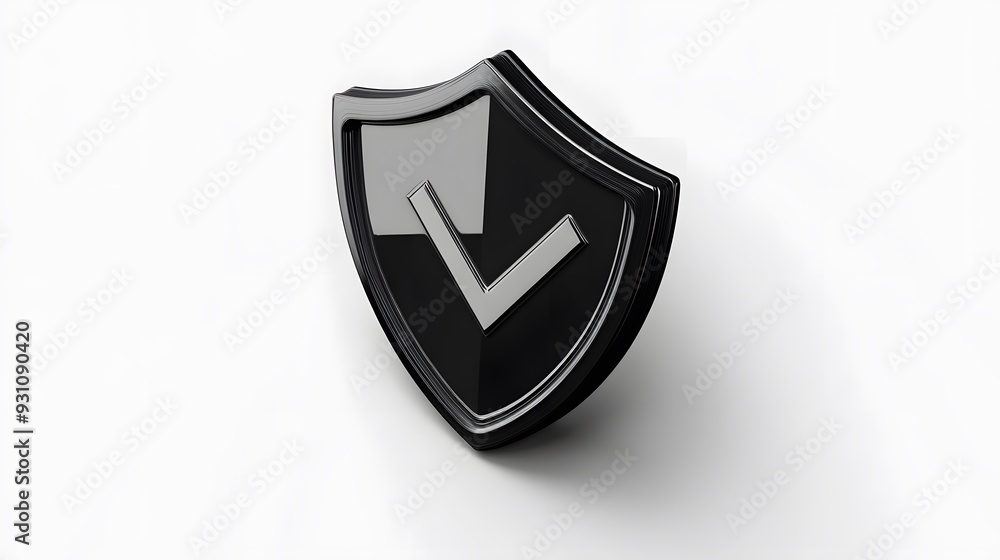 cartoon 3d Icon safety shield check mark perspective . black symbol security safety icon. Checkmark in minimalistic style. 3d vector illustration. white background cartoon 3d Icon safety shield check mark perspective . black symbol security safety icon. Checkmark in minimalistic style. 3d vector illustration. white background