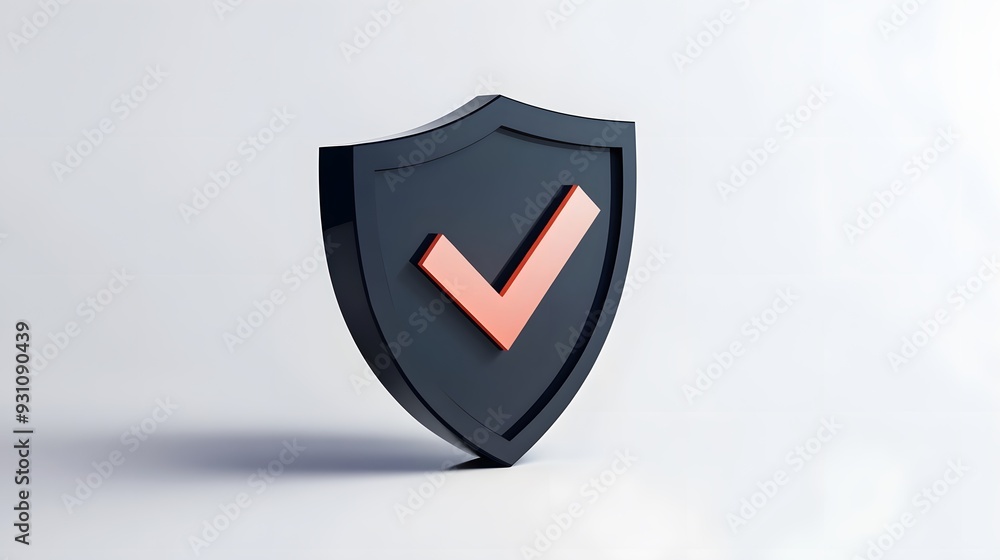 cartoon 3d Icon safety shield check mark perspective . black symbol security safety icon. Checkmark in minimalistic style. 3d vector illustration. white background cartoon 3d Icon safety shield check mark perspective . black symbol security safety icon. Checkmark in minimalistic style. 3d vector illustration. white background