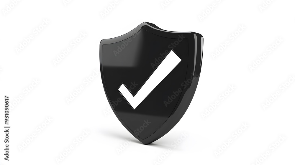 cartoon 3d Icon safety shield check mark perspective . black symbol security safety icon. Checkmark in minimalistic style. 3d vector illustration. white background cartoon 3d Icon safety shield check mark perspective . black symbol security safety icon. Checkmark in minimalistic style. 3d vector illustration. white background