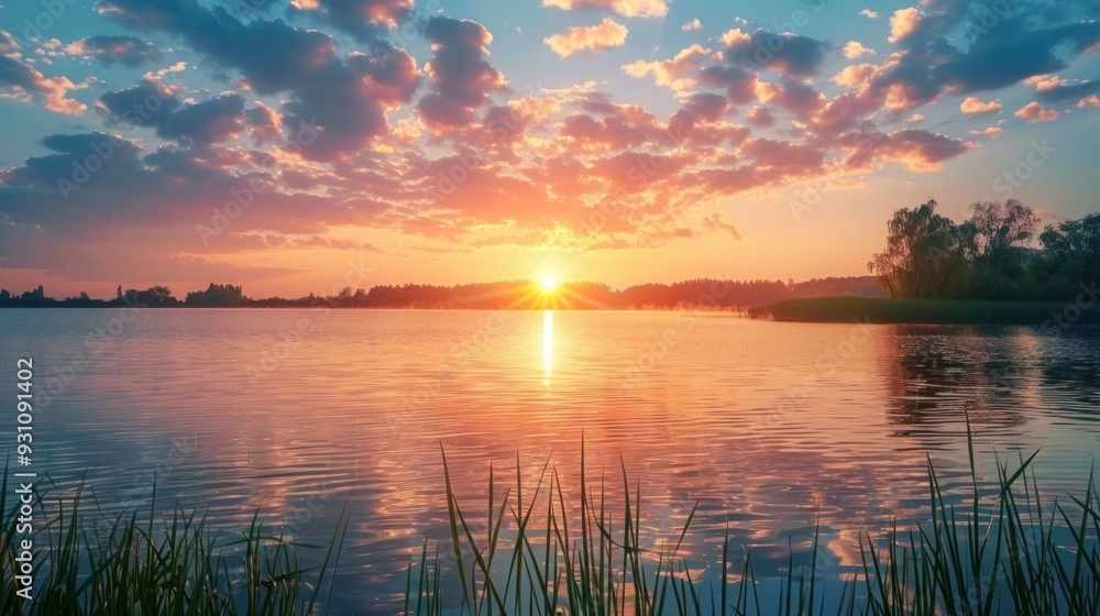 Sunset Over a Serene Lake Sunset Over a Serene Lake