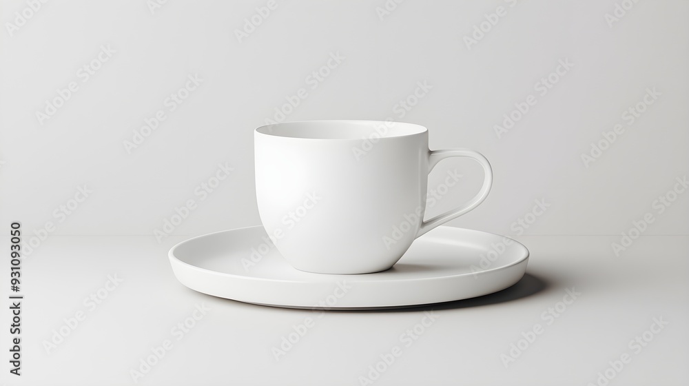 Simple porcelain coffee set, sleek modern design, soft shadows, neutral tones Simple porcelain coffee set, sleek modern design, soft shadows, neutral tones