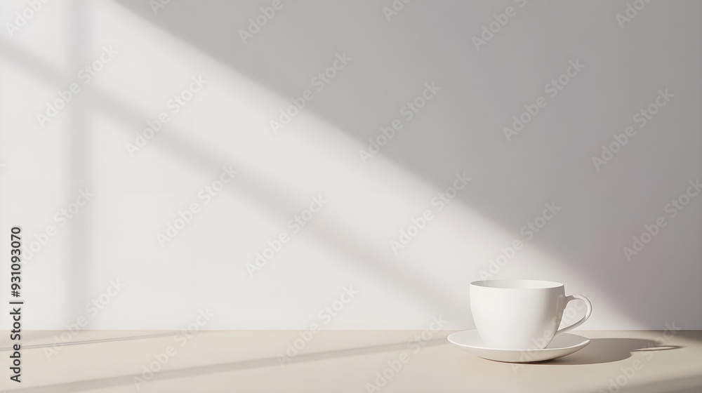 Simple porcelain coffee set, sleek modern design, soft shadows, neutral tones Simple porcelain coffee set, sleek modern design, soft shadows, neutral tones