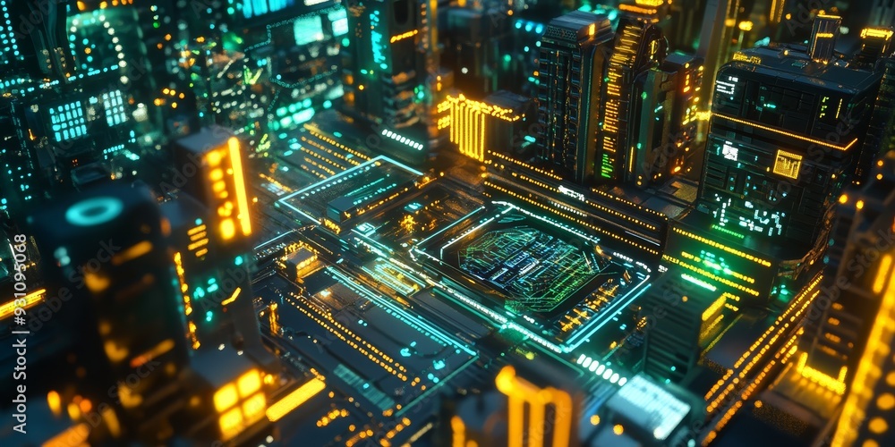 A detailed view of a cyberpunk-inspired AI interaction, with advanced holograms, glowing circuits, and a sleek, high-tech environment A detailed view of a cyberpunk-inspired AI interaction, with advanced holograms, glowing circuits, and a sleek, high-tech environment