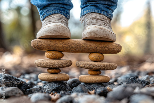 A person trying to balance too many items and dropping them photo