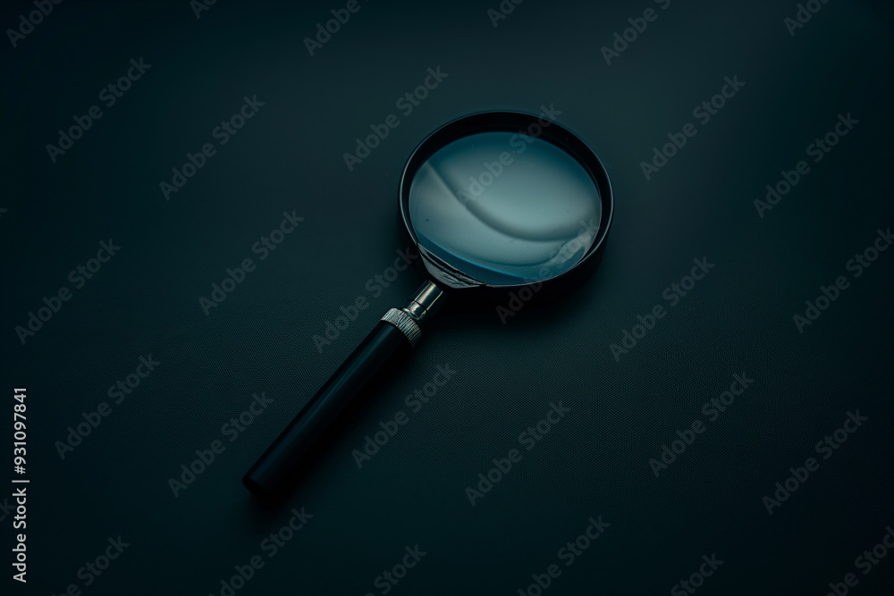 Black Magnifying Glass on Dark Background Black Magnifying Glass on Dark Background
