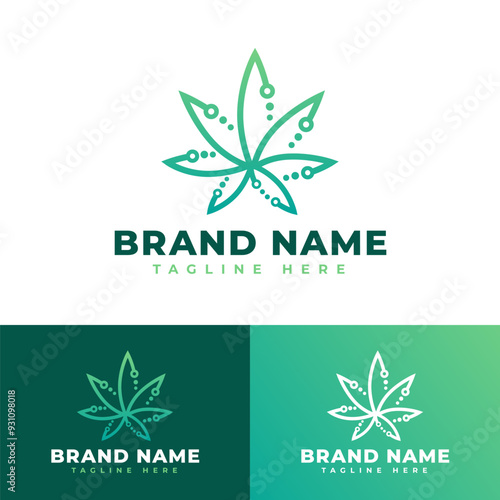 Modern eco freindly green medical cannabis ymbol icon flat logo stock vector design
