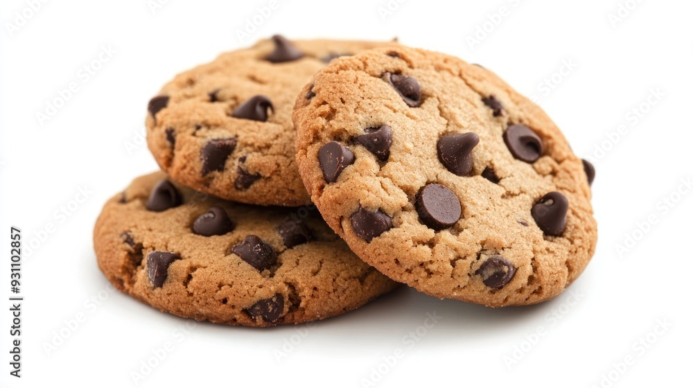 Chocolate Chip Cookies on White Background Chocolate Chip Cookies on White Background
