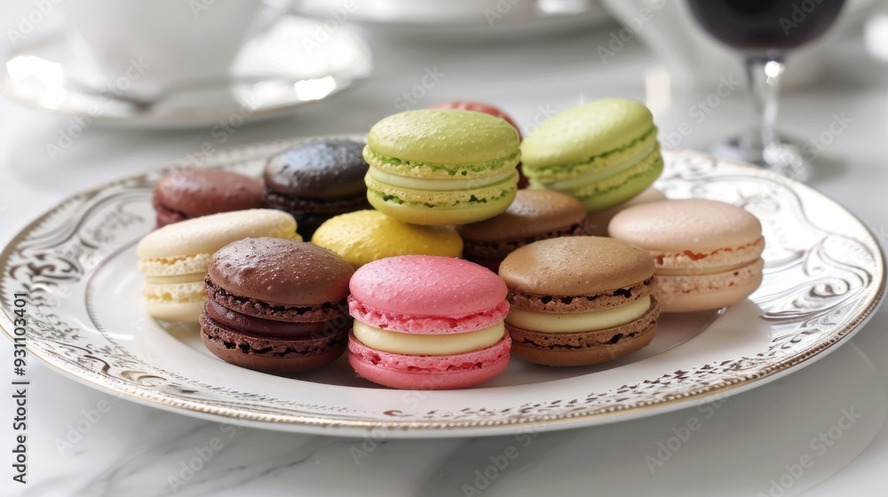 Fototapeta premium Assorted Sweet Macaroon Delights in Vibrant Colors