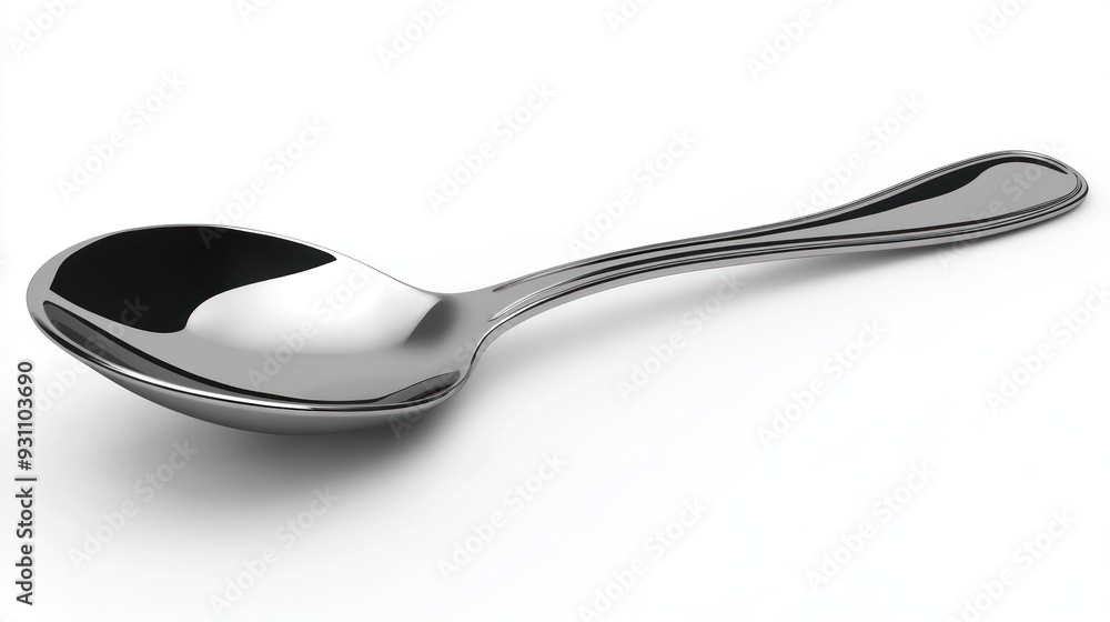 Shiny Teaspoon on White Background Shiny Teaspoon on White Background