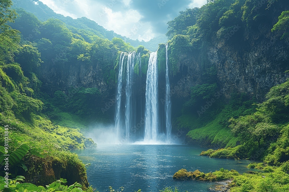 A picturesque waterfall cascading down a cliff int 874 waterfall, water, nature, landscape, falls, river, forest, cascade, park, green, fall, rock, hawaii, stream, flow, travel, tree, mountain, natio A picturesque waterfall cascading down a cliff int 874 waterfall, water, nature, landscape, falls, river, forest, cascade, park, green, fall, rock, hawaii, stream, flow, travel, tree, mountain, natio