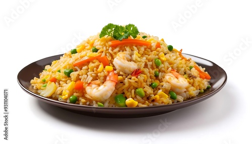 Shrimp Fried Rice with Vegetables on a Plate