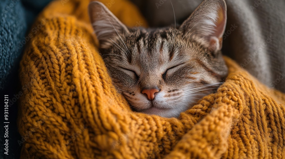 A senior cat snuggled against its owner on a chilly winter morning, both wrapped in a blanket, radiating warmth, comfort, and affection A senior cat snuggled against its owner on a chilly winter morning, both wrapped in a blanket, radiating warmth, comfort, and affection