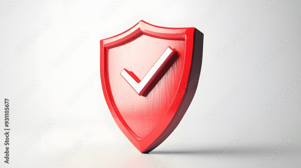 cartoon 3d Icon safety shield check mark perspective . red symbol security safety icon. Checkmark in minimalistic style. 3d vector illustration. white background cartoon 3d Icon safety shield check mark perspective . red symbol security safety icon. Checkmark in minimalistic style. 3d vector illustration. white background