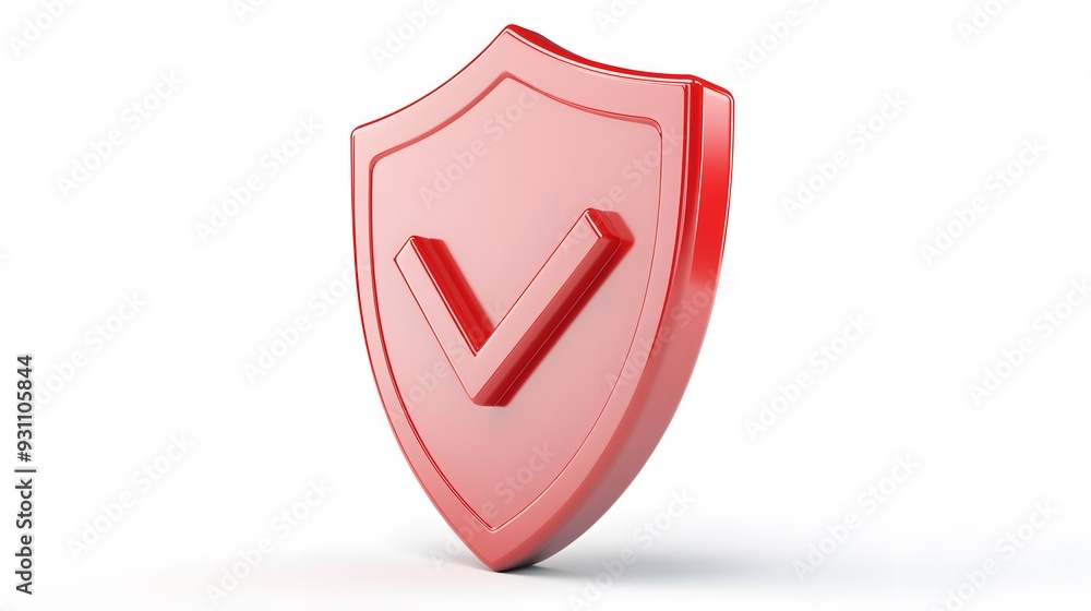 cartoon 3d Icon safety shield check mark perspective . red symbol security safety icon. Checkmark in minimalistic style. 3d vector illustration. white background cartoon 3d Icon safety shield check mark perspective . red symbol security safety icon. Checkmark in minimalistic style. 3d vector illustration. white background