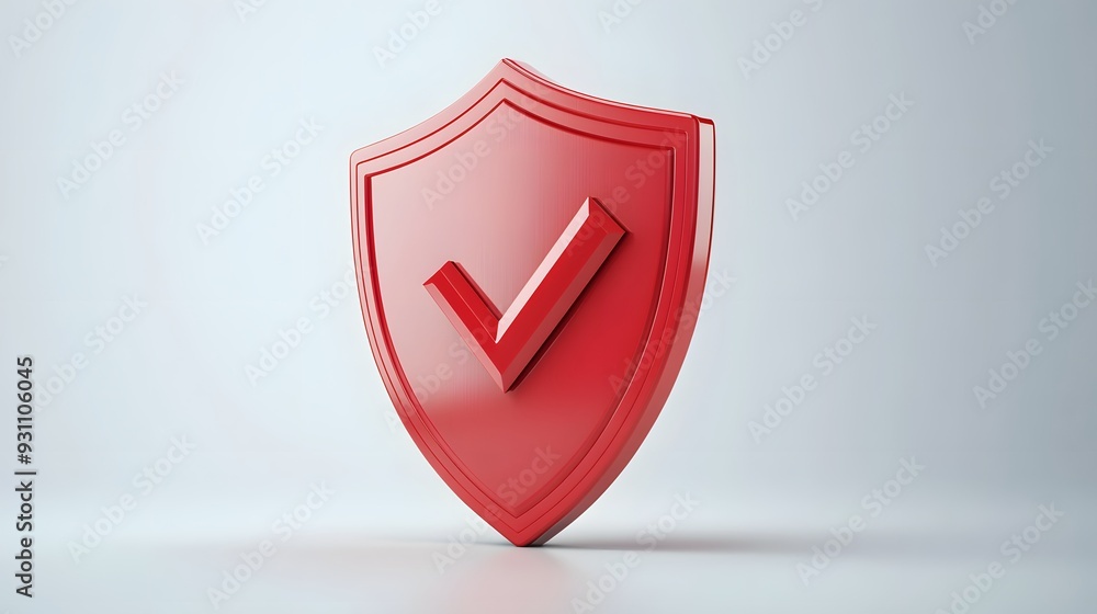 cartoon 3d Icon safety shield check mark perspective . red symbol security safety icon. Checkmark in minimalistic style. 3d vector illustration. white background cartoon 3d Icon safety shield check mark perspective . red symbol security safety icon. Checkmark in minimalistic style. 3d vector illustration. white background