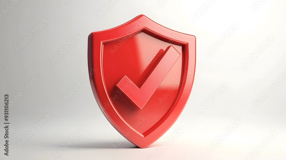 cartoon 3d Icon safety shield check mark perspective . red symbol security safety icon. Checkmark in minimalistic style. 3d vector illustration. white background cartoon 3d Icon safety shield check mark perspective . red symbol security safety icon. Checkmark in minimalistic style. 3d vector illustration. white background