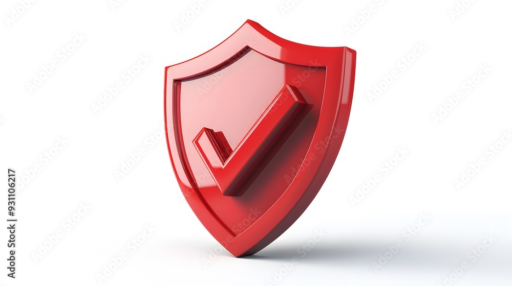 cartoon 3d Icon safety shield check mark perspective . red symbol security safety icon. Checkmark in minimalistic style. 3d vector illustration. white background cartoon 3d Icon safety shield check mark perspective . red symbol security safety icon. Checkmark in minimalistic style. 3d vector illustration. white background