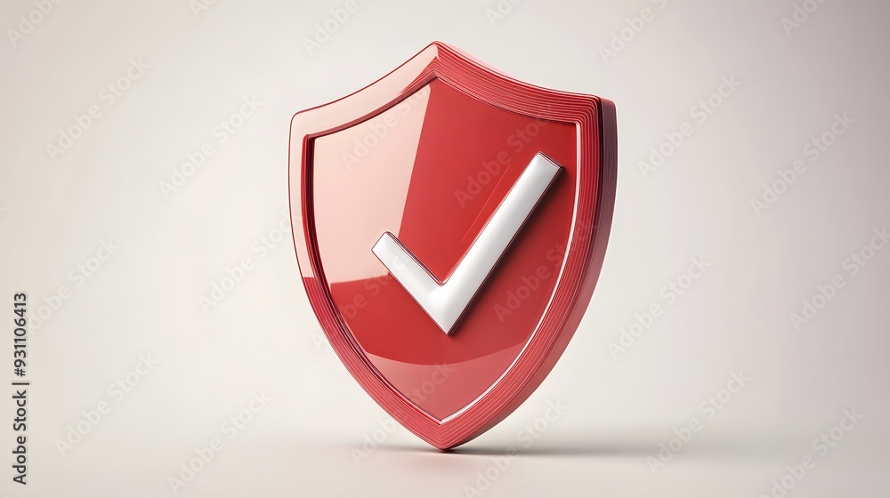 cartoon 3d Icon safety shield check mark perspective . red symbol security safety icon. Checkmark in minimalistic style. 3d vector illustration. white background cartoon 3d Icon safety shield check mark perspective . red symbol security safety icon. Checkmark in minimalistic style. 3d vector illustration. white background