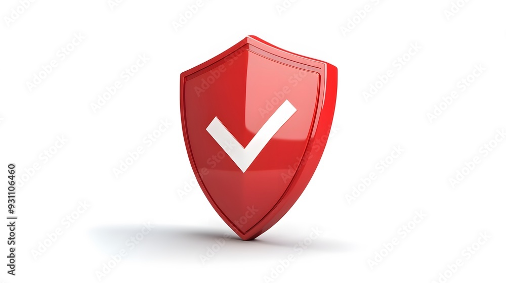 cartoon 3d Icon safety shield check mark perspective . red symbol security safety icon. Checkmark in minimalistic style. 3d vector illustration. white background cartoon 3d Icon safety shield check mark perspective . red symbol security safety icon. Checkmark in minimalistic style. 3d vector illustration. white background