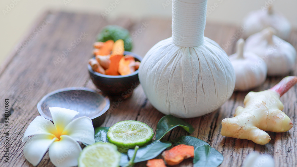 Spa massage, Ingredient of Herbal Compress Spa massage, Ingredient of Herbal Compress