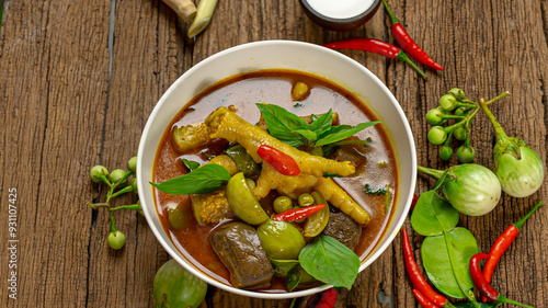 Thai green curry chicken with coconut milk ,Gaeng Keow Wan Gai. photo