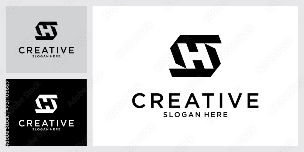 SH or HS Initial letter logo design monogram SH or HS Initial letter logo design monogram