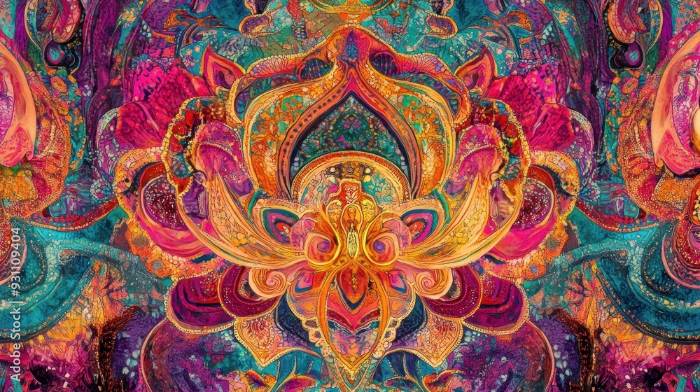 Abstract Floral Pattern in Vibrant Hues Abstract Floral Pattern in Vibrant Hues