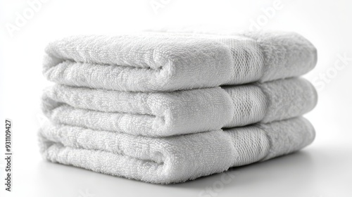 A stack of clean white towels neatly folded isolat  095 towel, towels, white, bath, stack, spa, clean, cotton, bathroom, laundry, isolated, dry, cloth, hygiene, soft, folded, pile, fabric, blue, texti photo