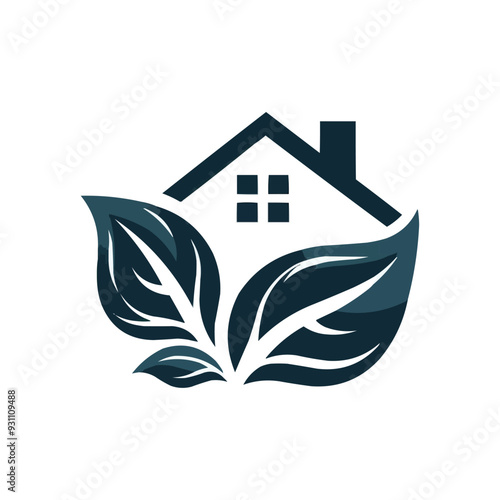 home leaf logo design vector
