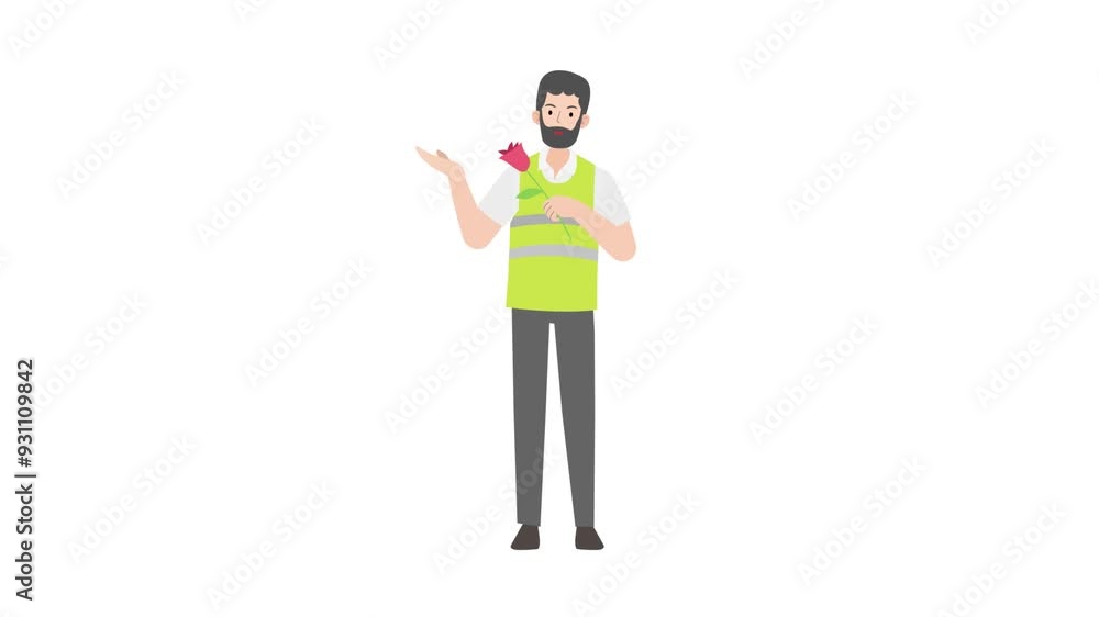 Man Holding A Bouquet Of Flowers Man Holding A Bouquet Of Flowers