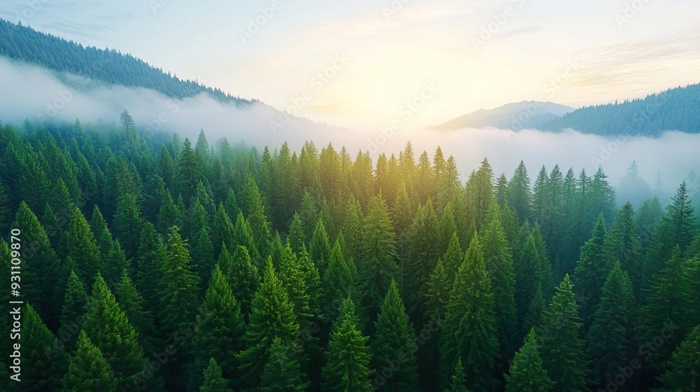 Aerial view of giant sequoia forest Aerial view of giant sequoia forest
