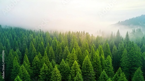 Fototapeta Naklejka Na Ścianę i Meble -  Aerial view of giant sequoia forest