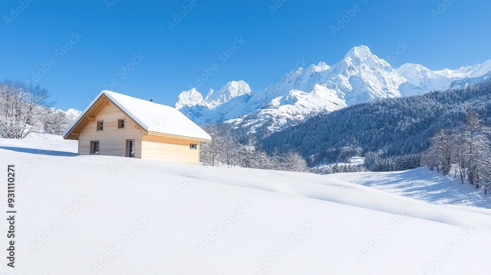 Modern living room with a stunning mountain view. Modern living room with a stunning mountain view.