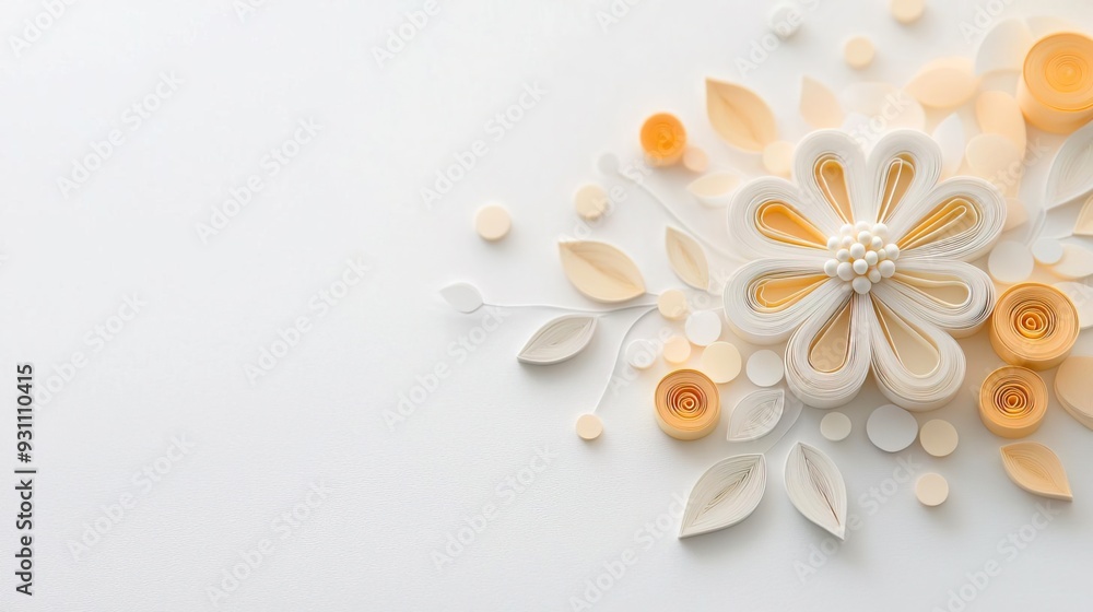 Close-up of intricate paper quilling art Close-up of intricate paper quilling art