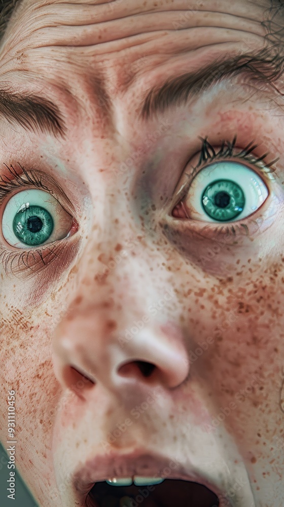 Close-up of a person's face with wide eyes and an open mouth, showing shock or surprise. Close-up of a person's face with wide eyes and an open mouth, showing shock or surprise.