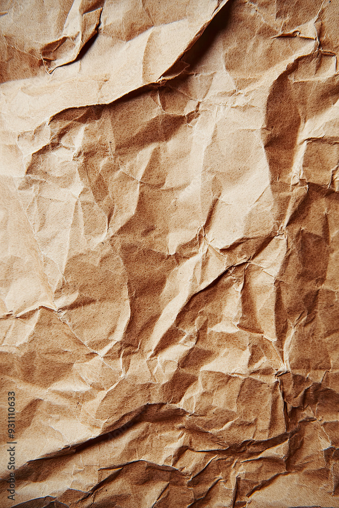 Creased Paper Texture, Crumbled Recycled Background, Worn and Vintage Paper Effect Creased Paper Texture, Crumbled Recycled Background, Worn and Vintage Paper Effect