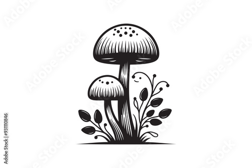 Mushroom Silhouette Minimalist vector art illustration.