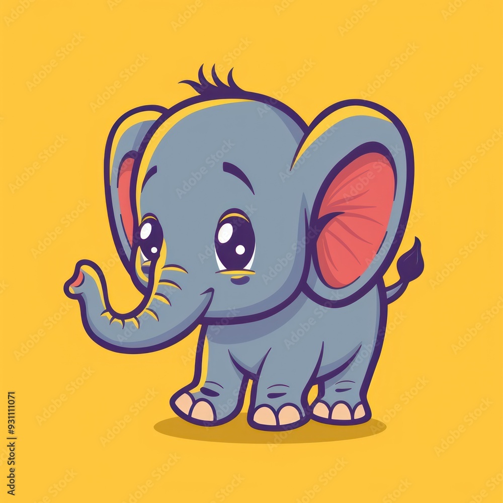 Cute cartoon elephant with big eyes. Cute cartoon elephant with big eyes.