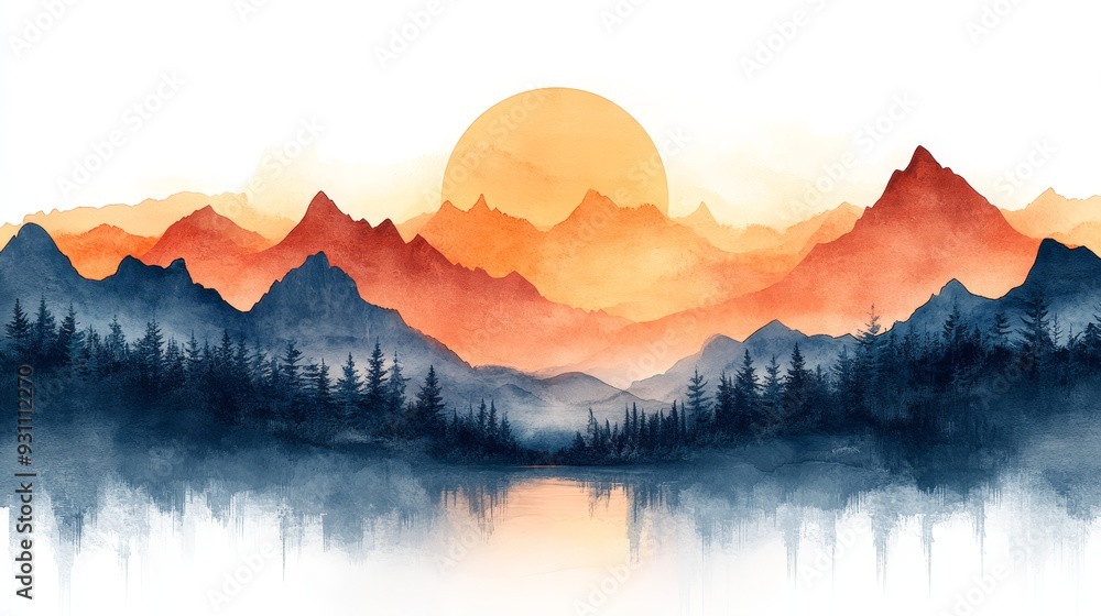 Fototapeta premium Capture a majestic mountain range at sunrise in wa 484 mountain, landscape, sky, sunset, fog, mountains, nature, sunrise, cloud, forest, morning, mist, view, clouds, hill, snow, lake, valley, winter,