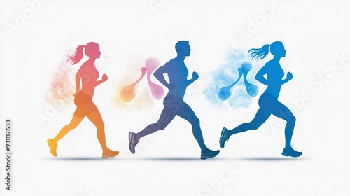 Abstract illustration of a running man with lungs, representing healthy lifestyle and respiratory health.