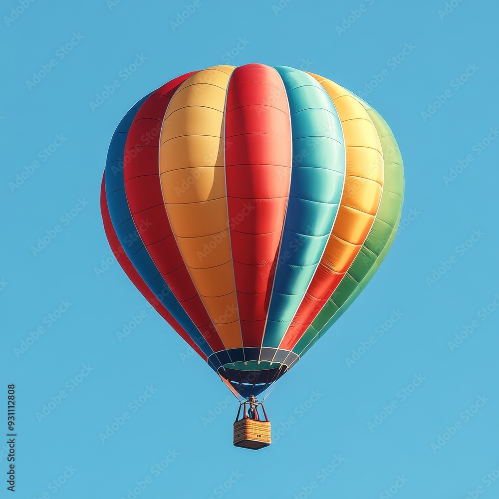 Fototapeta premium Capture a vibrant rainbowcolored hot air balloon f 070 balloon, air, hot, sky, hot air balloon, flight, flying, colorful, fly, basket, ballooning, adventure, travel, balloons, float, color, sport, tr